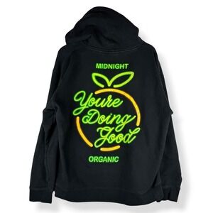 Midnight Organic Larry‎ June Hoodie Mens Size Large Neon Streetwear Sweatshirt